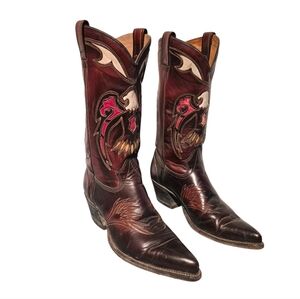 Vintage Texas Eagle Inlay Cowboy Western Boots Men's Size 10.5D